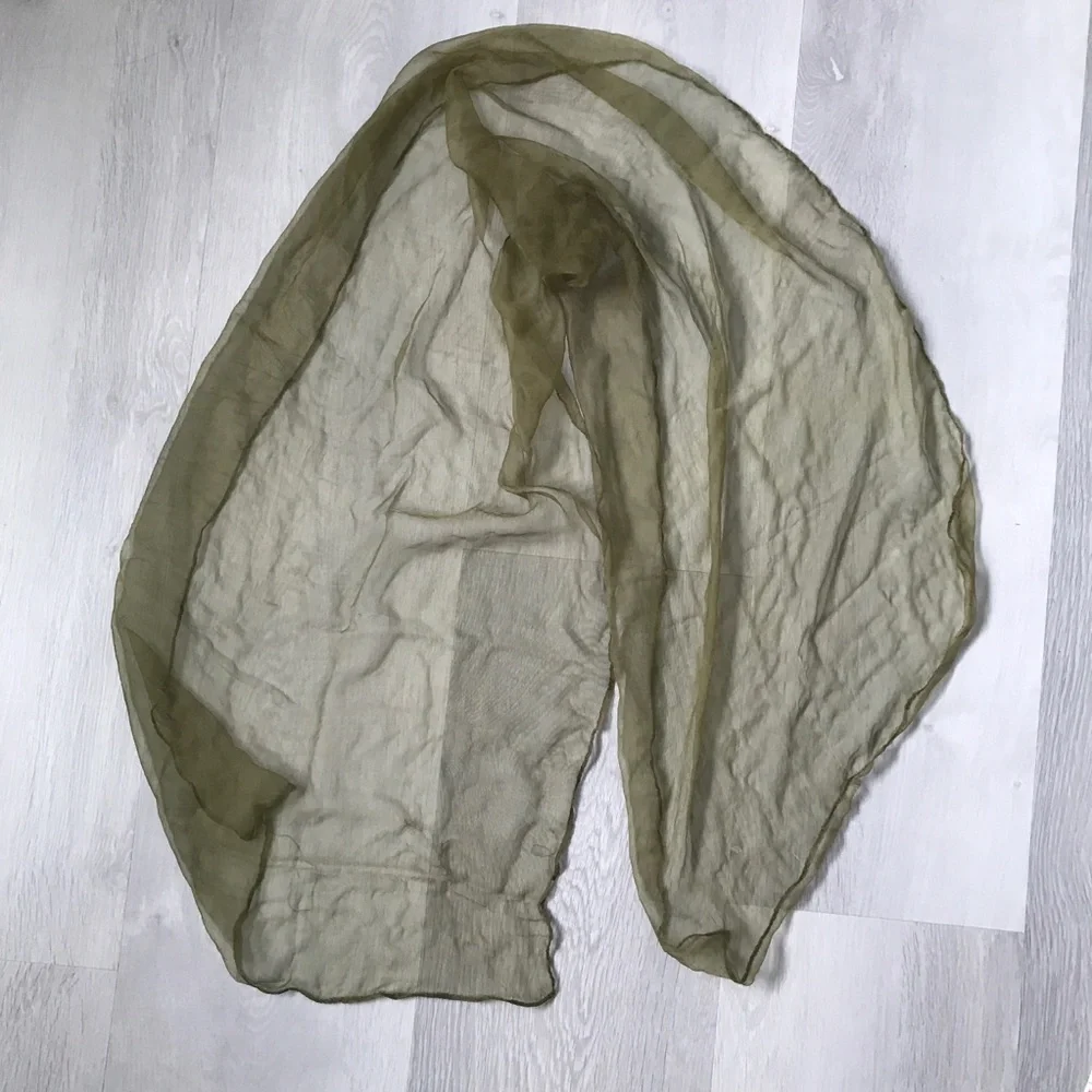 ORGANZA HUNTER GREEN SHEER RECTANGLE SCARF WOMENS
